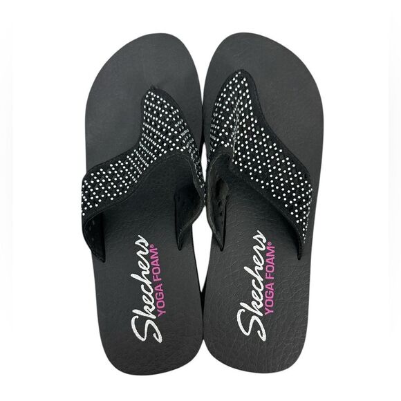 Skechers Women's Cali Vinyasa Flow Black Wedge Sandals Size 10 - Picture 2 of 5